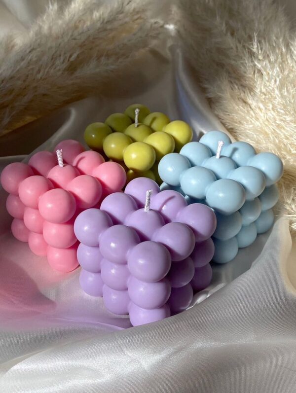 Handmade 3D Bubble Candle crafted from eco-friendly soy wax, featuring a cube of rounded bubbles — perfect for modern décor and gifting.